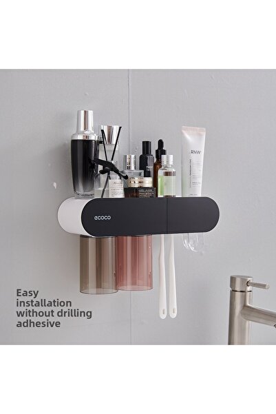 Miecoco حامل أكواب مغناطيسي من إيكوكو مكون من قطعتين - منظم الحمام لمعجون الأ...