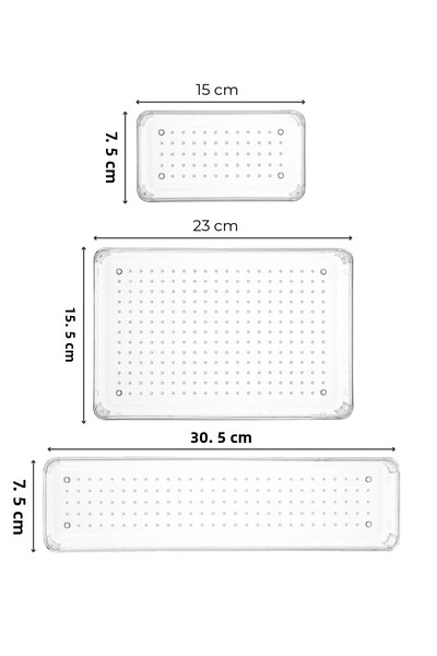 Vienev 7-Pece Transparent In-Drawer Organizer 2x(O.DKDRTGN) 4x(K.DKDRTGN) 1x(D.DKTRGN)