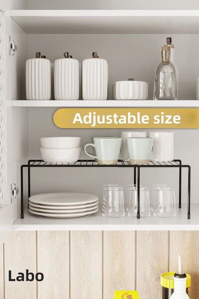 Bino 1 db bővíthető szekrényrendező polcrendező fekete fém állítható 2 részes