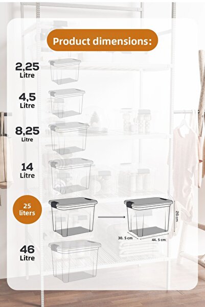 Vienev 3-Piece 25 Liter Storage and Supply Box with Lock Lid 33125