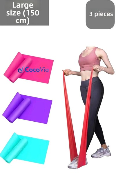 CocoVia Set de 3 benzi de Pilates cu plăci de dimensiuni mari pentru exerciții de rezistență (3 bucăți)