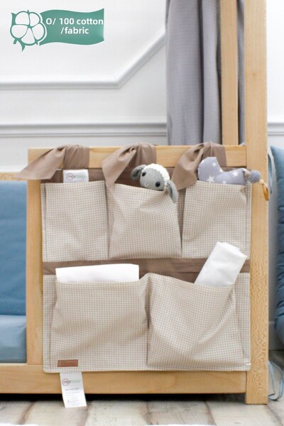 mordesign Newborn 5-Pocket Baby Room Organizer - Plaid, Svalbard Series, Brown