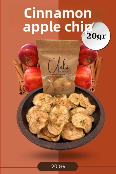 ünlükuru Cinnamon Dried Apple Sugar-Free Healthy Snack Without Additives 20Gr