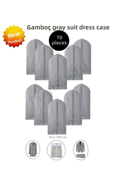 DEMİROĞLU EV TEKSTİL 10 τμχ Γκρι θήκη κοστουμιού Γκάμποτσες Θήκη Οργανωτή ντουλάπας