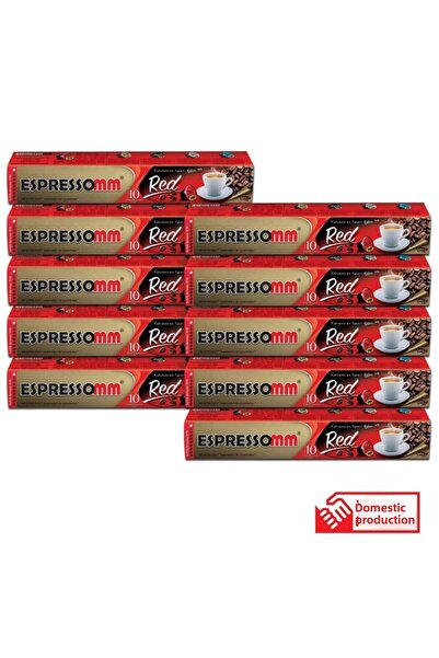 ESPRESSOMM متوافق مع نسبريسو - كبسولة قهوة حمراء (100 قطعة)