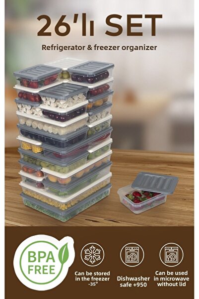 Nesto Home 26 Colorful Refrigerator Organizer Freezer and Microwave Storage Container 2X2400 6X1200 6X1170 12X600 ml