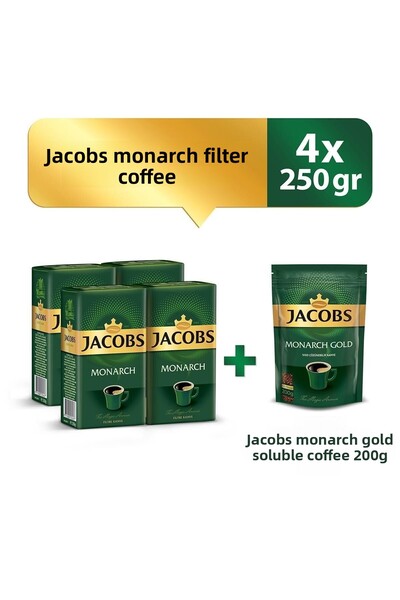 Jacobs قهوة مفلترة مونارك - 250 جرام × 4 قطع + 200 جرام × 1 قطعة