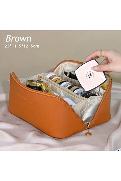 Choice مجموعة تخزين مستحضرات التجميل 1 قطعة بنية اللون، 1/2 قطعة، حقيبة سفر ك...