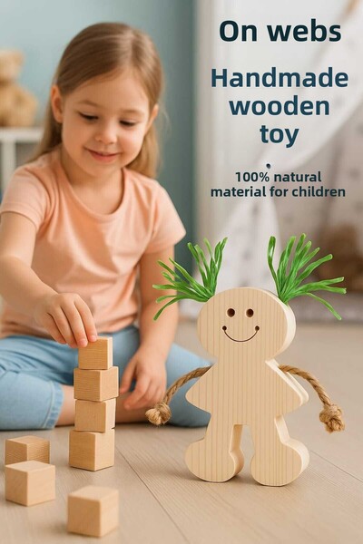 websunday Wooden Natural Handmade Toy Doll
