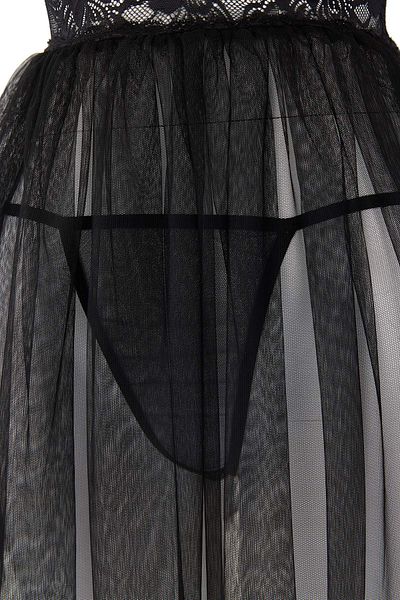 Trendyol Collection Negru fără capac din tul din dantelă/cu bretele din plasă Babydoll/cămașă de noapte fantezie THMAW26CY00001