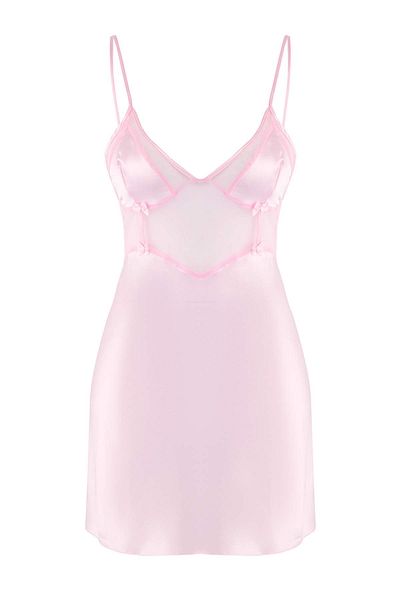 Trendyol Collection Ροζ Σατέν Διχτυωτό Επίπεδο Μπλουζάκι Babydoll THMAW26CY00005