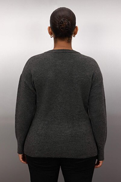 Trendyol Curve Anthracite Stone Detailed Soft Feeling Knitwear Sweater Tbbaw26An00009