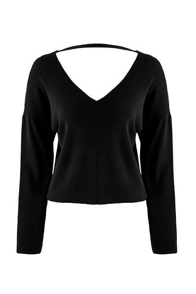 Trendyol Collection Black Premium Yarn/Special Yarn Corset Stitching Detail Knitwear Sweater Twoaw26Kz00069