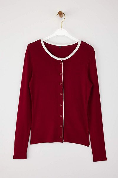 Trendyol Collection Μπλούζα μπορντό Color Block με κουμπιά Εφαρμογή/Στενή εφαρμογή Μαλακό ύφασμα Ευέλικτη πλεκτή μπλούζα TWOAW26BZ00006