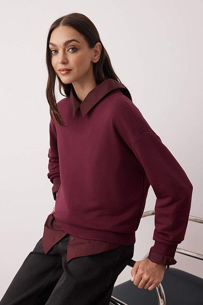 Trendyol Collection Hanorac tricotat cu decolteu crew oversize/larg fără șarzi, gros, prune TWOAW26SW00028