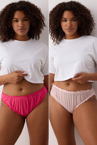 Trendyol Curve Blue-Pink 2 Pieces of Meritorious Large Size Tulle