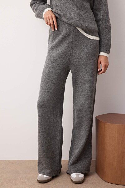 Trendyol Collection Anthracite Color Block Sweater-Pants Knitwear Bottom - Top Set Twoaw26Au00010