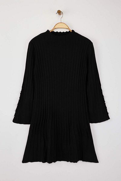 Trendyol Curve Black Corded Accessory Detailed Knitwear Dress Tbbaw26Ah00000