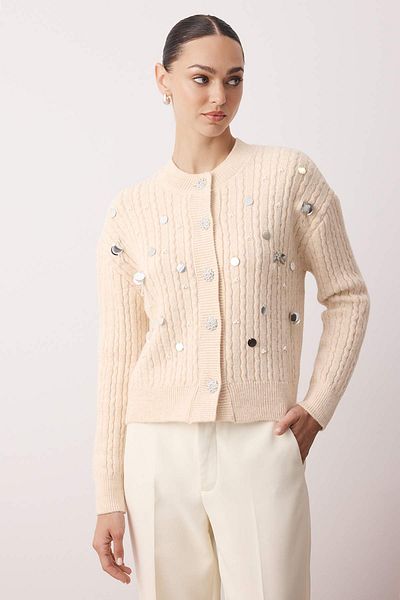 Trendyol Collection Ζακέτα με πέτρινη παγιέτα με μαλακή υφή TWOAW26HI00002