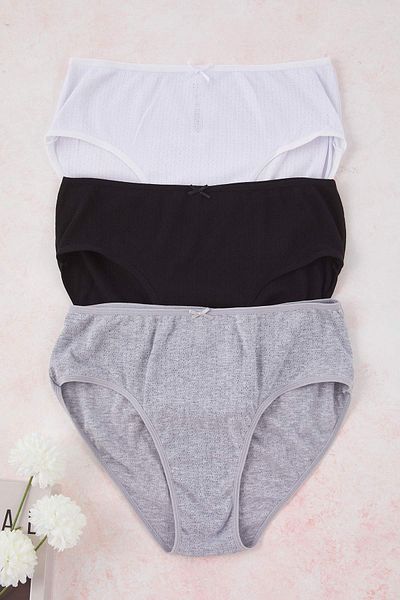 Trendyol Curve Multicolor Pointel Cotton High Waist 3 Pack Classic Plus Size Panties Tbbaw26Cm00006