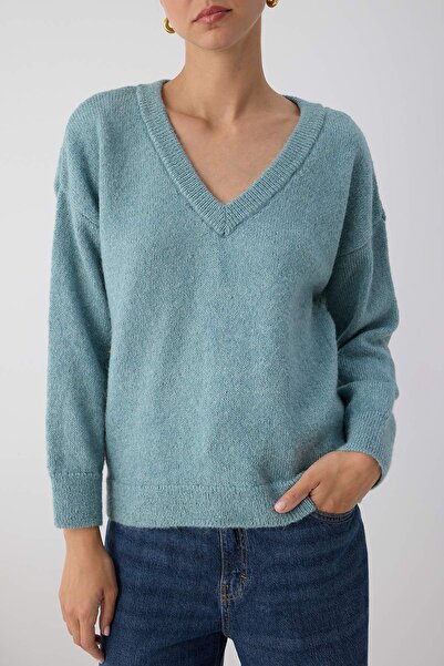 Trendyol Collection More Sustainable Mint Alpaca Wool Blend Wide Fit Premium Yarn Knitwear Sweater | Twoaw26Kz00000