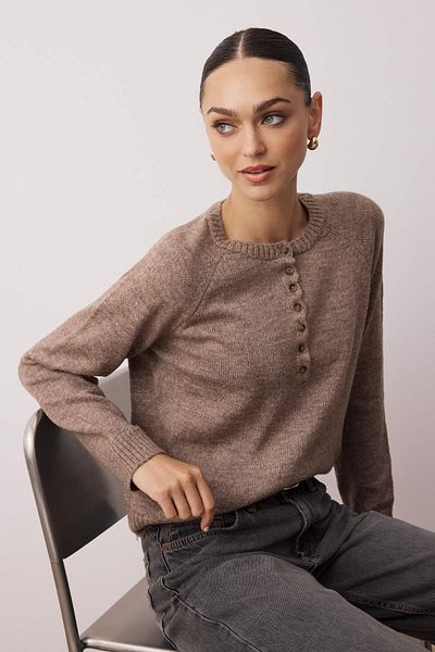 Trendyol Collection Mink Soft Textured Button Detailed Knitwear Sweater Twoaw25Kz00103