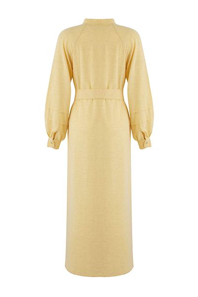 Trendyol Modest Светложълта плетена рокля от ленена смес TCTSS25EB00117