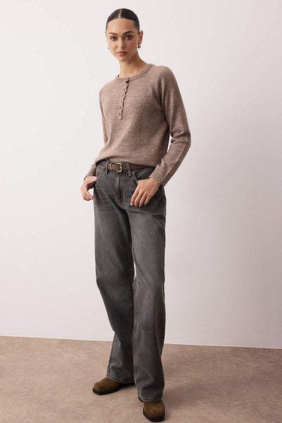 Trendyol Collection Mink Soft Textured Button Detailed Knitwear Sweater Twoaw25Kz00103