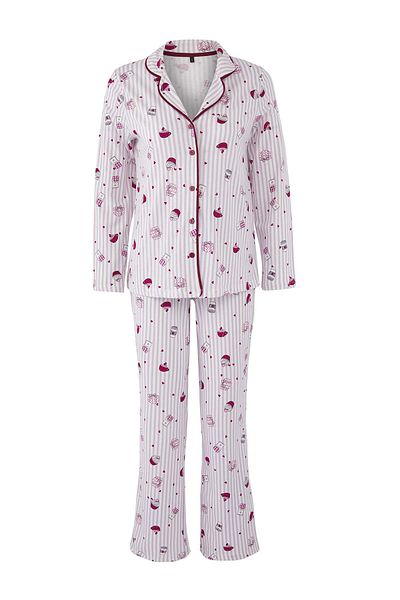 Trendyol Collection Set de pijamale tricotate cu model de petrecere a timpului liber, 100% bumbac, liliac-multicolor THMAW26PT00039