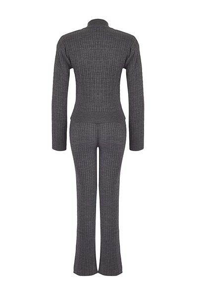 Trendyol Collection Anthracite Zippered Knitwear Bottom-Top Set Twoaw25Au00059