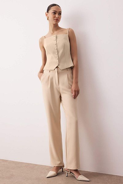 Trendyol Collection Straight Cut Wide Leg Pleated Trousers - Twoss21Pl0155