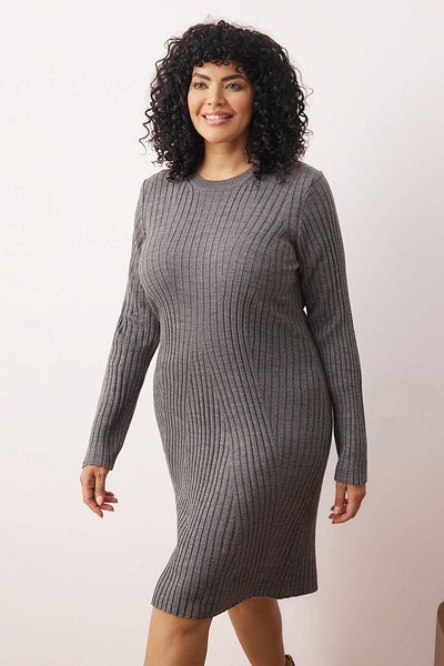 Trendyol Curve Rochie mini tricotaj din fire antracit TBBAW26AH00001