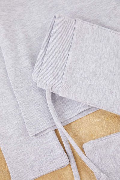 TRENDYOLKIDS Gray Melange Girls' Straight Crew Neck Regular Long Sleeve Knitted Bottom - Top Set Tkdaw26Au00010