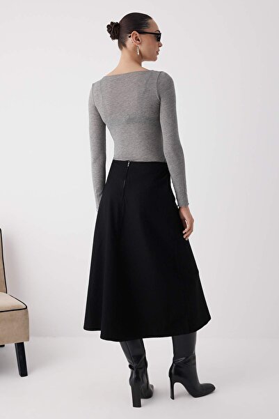 Trendyol Collection Wardrobe Essentials – Black Belted Maxi Denim Skirt |   Twoaw26Et000241