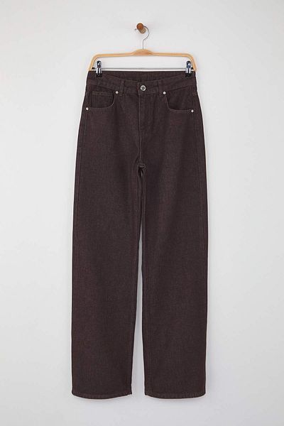 Trendyol Collection Кафяви дънки с висока талия и широки крачоли TWOAW26JE00119