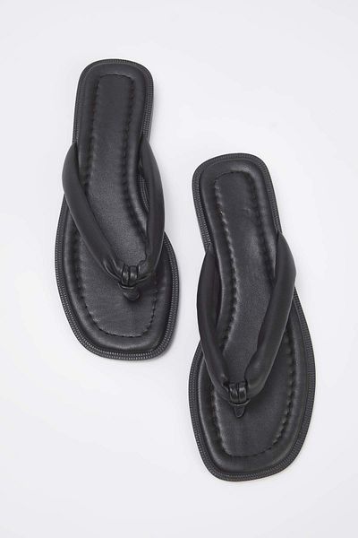 TRENDYOL SHOES Slapi negri pentru femei, confortabili TAKSS25TE00066