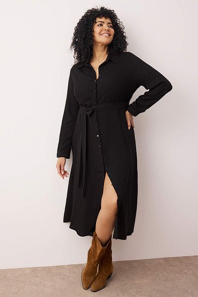 Trendyol Curve Black Shally Woven Plus Size Dress