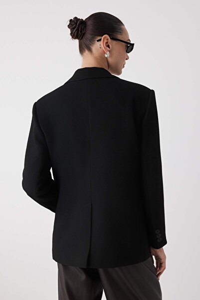 Trendyol Collection Šatní skříň Essentials Black Stamp Woven Special Collection Pohodlná bunda Blazer |   TWOAW26BC00005