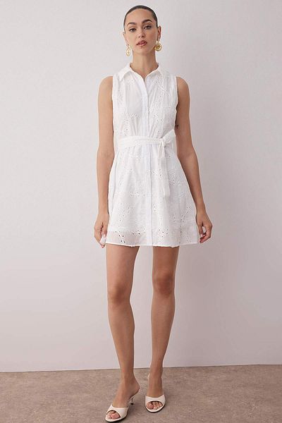 Trendyol Collection Ecru Plain Short / Mini Woven Dress Twoss25El00897