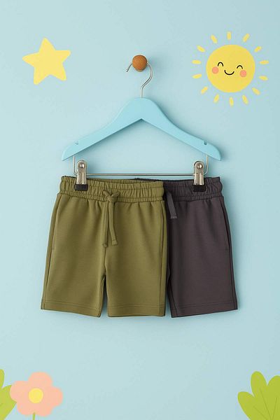 TRENDYOLKIDS Каки-антрацитни едноцветни плетени шорти и бермуди TKDSS25SR00003