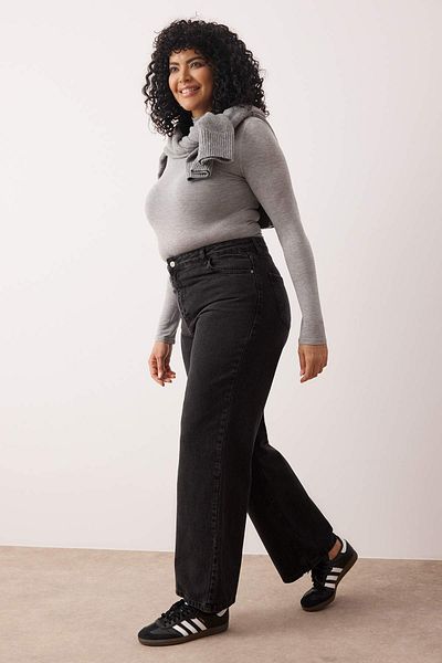 Trendyol Curve Rochie de ploaie antracit cu picioare largi Blugi cu picioare late de mărime mare TBBSS22JE0211