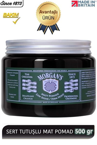 Morgan's Pomade Morgan's Low Shine Sert Tutuşlu Mat Saç Şekillendirici Pomat ...