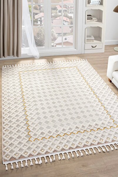 Eliz Home Krem Modern Dokuma Halı Yolluk Antre Hol Oturma Odası Salon Mutfak ...