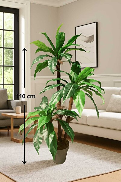 MAKİ DEKOR Yapay Yucca Ağacı Dekoratif Salon Bitkisi 110 Cm 3 Gövdeli