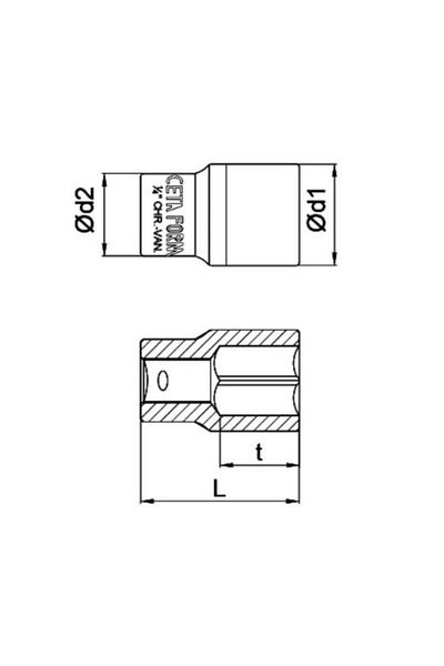 CETA FORM 1/2'' Ceta 6 Corner Socket 14 mm H14 401028