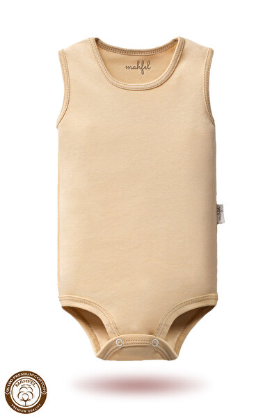 MAHFEL 100% Organic Cotton Sleeveless Baby Bodysuit with Snap Fasteners 3 Pack