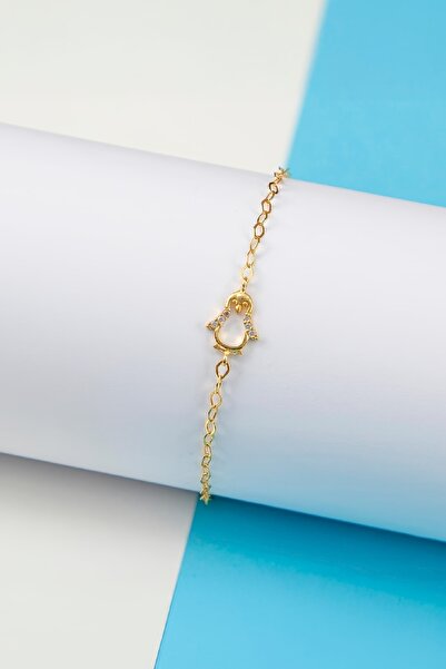 Silverplus Altın Kaplama Zirkon Taşlı 925 Ayar Gümüş Minimal Penguen Bileklik