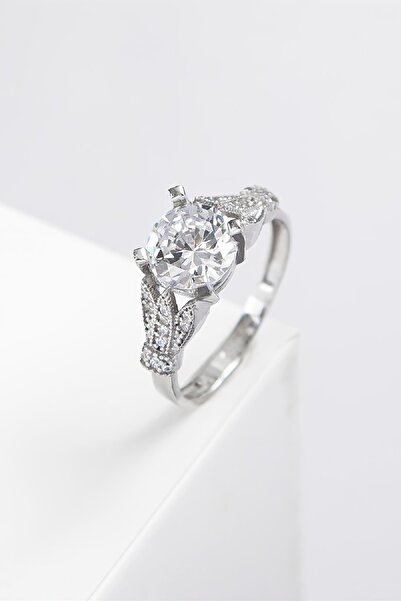 Silverplus Zirkon Taşlı Rodyumlu 925 Ayar Gümüş Yüzük