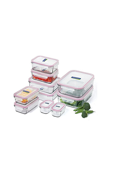 Glasslock Rectangular Glass Storage Container 150 ml - Pink Lid, Lockable and Suitable for Microwave
