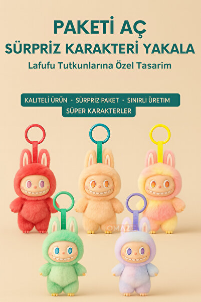 Teknodrone Lafufu Sevimli Sürpriz Paket Peluş Figür Oyuncak Anahtarlık
